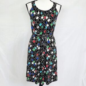 Banana Republic Colorful Halter Neck Sleeveless Tie Waist Cocktail Dress